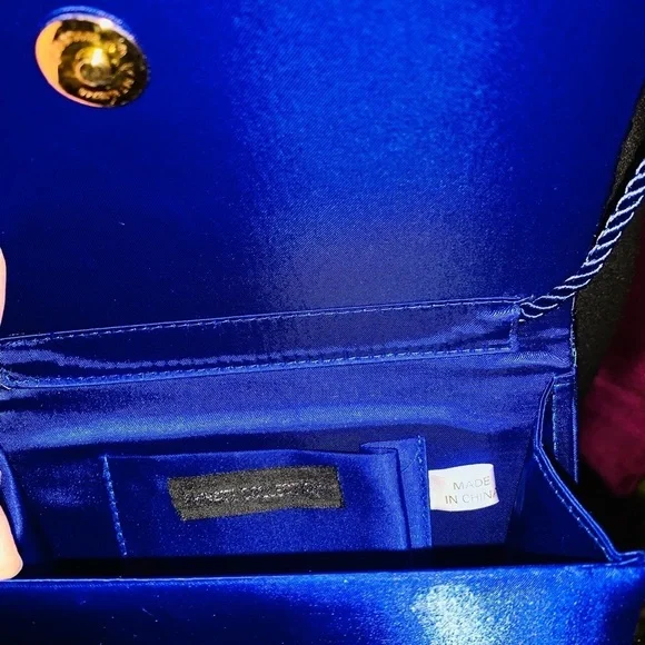 Royal Blue Sequin Evening Bag with Strap - Picture 3 of 4